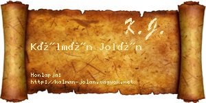 Kálmán Jolán névjegykártya
