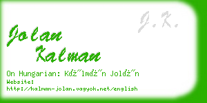 jolan kalman business card